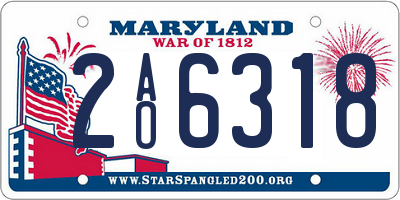MD license plate 2AO6318