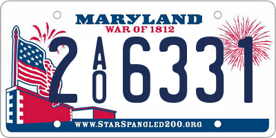 MD license plate 2AO6331