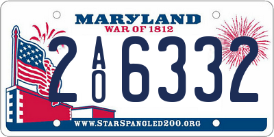 MD license plate 2AO6332