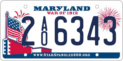 MD license plate 2AO6343