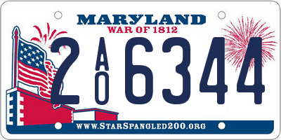 MD license plate 2AO6344