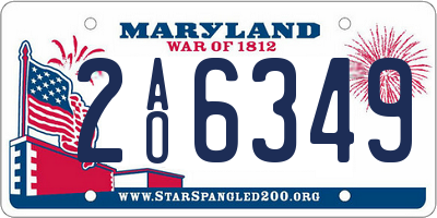 MD license plate 2AO6349