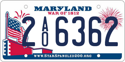 MD license plate 2AO6362
