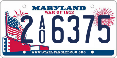 MD license plate 2AO6375