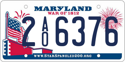 MD license plate 2AO6376