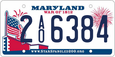 MD license plate 2AO6384