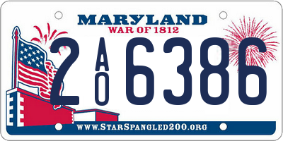 MD license plate 2AO6386