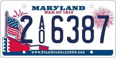MD license plate 2AO6387