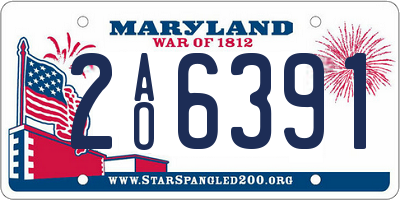 MD license plate 2AO6391