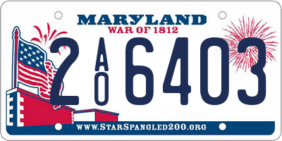 MD license plate 2AO6403