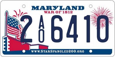 MD license plate 2AO6410