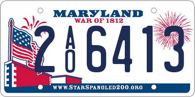 MD license plate 2AO6413