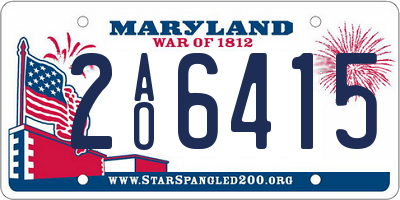 MD license plate 2AO6415