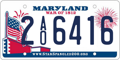 MD license plate 2AO6416