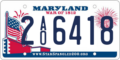 MD license plate 2AO6418