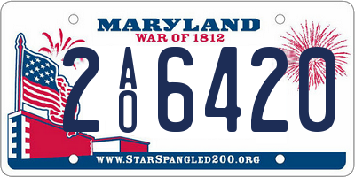 MD license plate 2AO6420