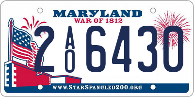 MD license plate 2AO6430
