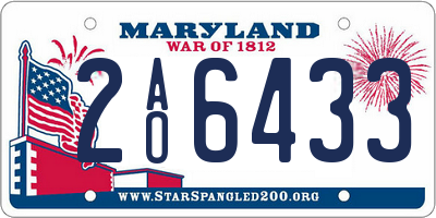 MD license plate 2AO6433
