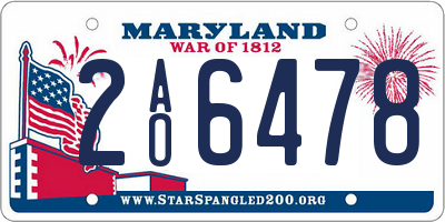 MD license plate 2AO6478
