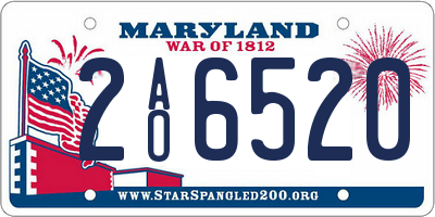 MD license plate 2AO6520