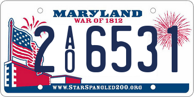 MD license plate 2AO6531