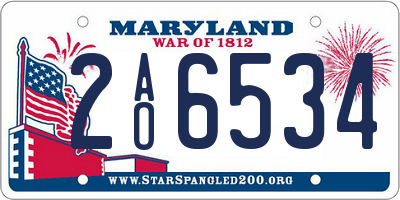 MD license plate 2AO6534