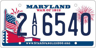 MD license plate 2AO6540