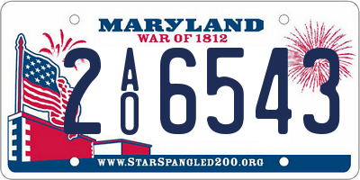 MD license plate 2AO6543