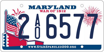 MD license plate 2AO6577