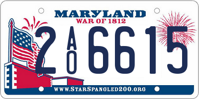 MD license plate 2AO6615