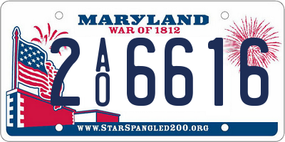 MD license plate 2AO6616