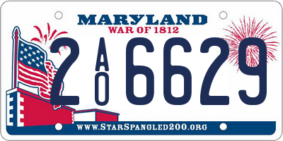 MD license plate 2AO6629