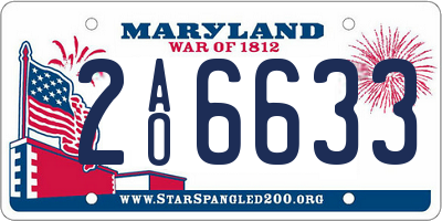MD license plate 2AO6633