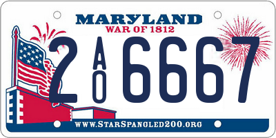 MD license plate 2AO6667