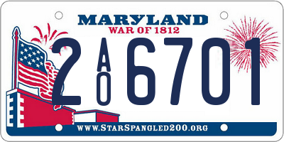 MD license plate 2AO6701