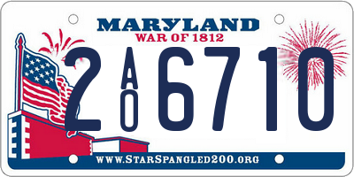 MD license plate 2AO6710