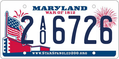MD license plate 2AO6726