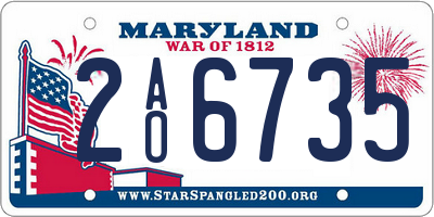 MD license plate 2AO6735