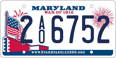 MD license plate 2AO6752
