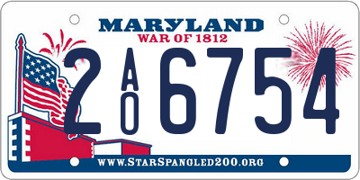 MD license plate 2AO6754