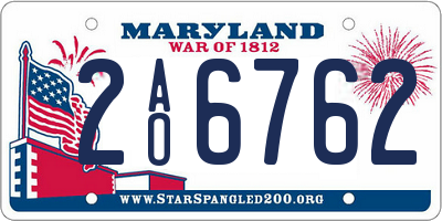 MD license plate 2AO6762