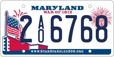 MD license plate 2AO6768