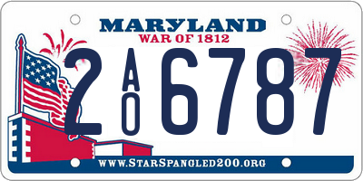 MD license plate 2AO6787