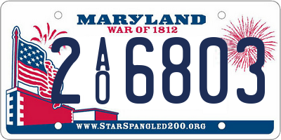 MD license plate 2AO6803