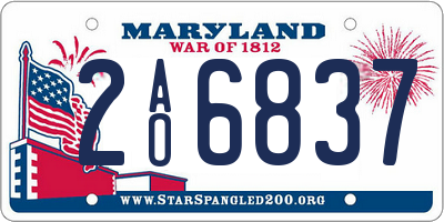 MD license plate 2AO6837