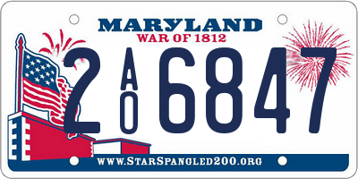 MD license plate 2AO6847