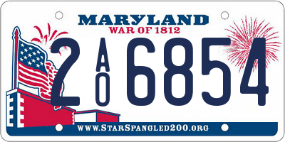 MD license plate 2AO6854