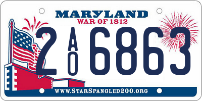 MD license plate 2AO6863