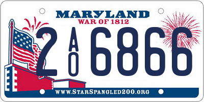 MD license plate 2AO6866