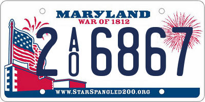 MD license plate 2AO6867